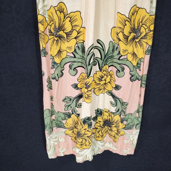 ✅ Farm Rio Linen Floral Arabesque Puff Sleeve Midi Dress – XSmall - Picture 15 of 16